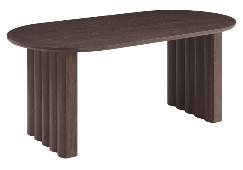 Table à manger ovale bois noyer cannelé - Sola