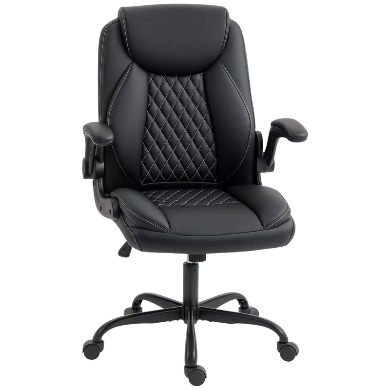Fauteuil de bureau ergonomique 65 x 67 x 100-110 cm accoudoirs réglables pivotante 360° design contemporain en PU noir 21_0006301
