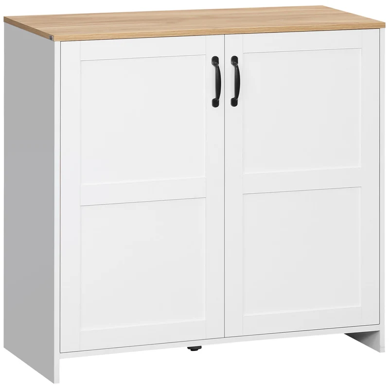 Buffet de rangement salon cuisine 90 x 39,5 x 88 cm grand rangement étagères réglables moderne ambiance cosy en MDF blanc 21_0002871