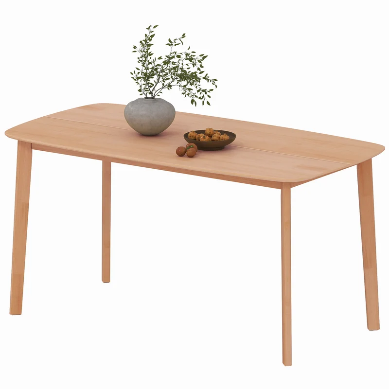 Table à manger rectangulaire pour 6 personnes 150 x 80 x 76 cm coins arrondis stabilité rustique en bois de pin naturel 21_0003313