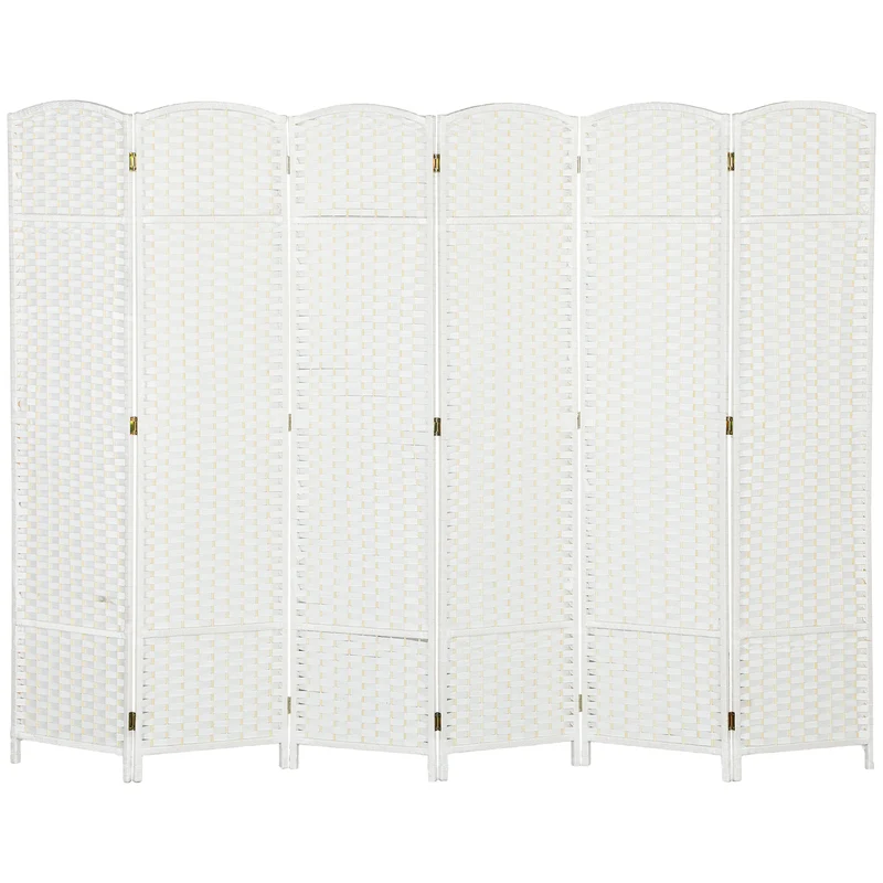 Paravent intérieur 6 panneaux séparation d'espace 240 x 1.6 x 170 cm pliable et léger scandinave contemporain en PP blanc 21_0001328