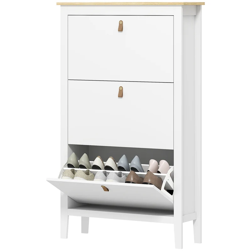 Meuble à chaussures entrée 80 x 24 x 131 cm 3 tiroirs 21 paires gain de place moderne en panneau de particules blanc 21_0002746
