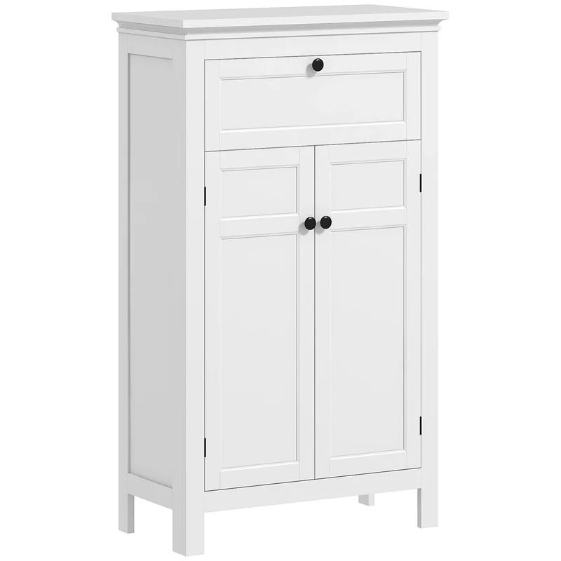 Meuble de salle de bain 60 x 30 x 102,5 cm tiroir et étagères réglables anti basculement style épuré sobre en MDF blanc 21_0002034