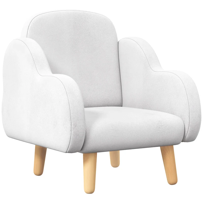 Fauteuil enfant nuage chambre et salle de jeux 46 x 51 x 55 cm assise rembourrée dossier haut scandinave en tissu blanc 21_0000131