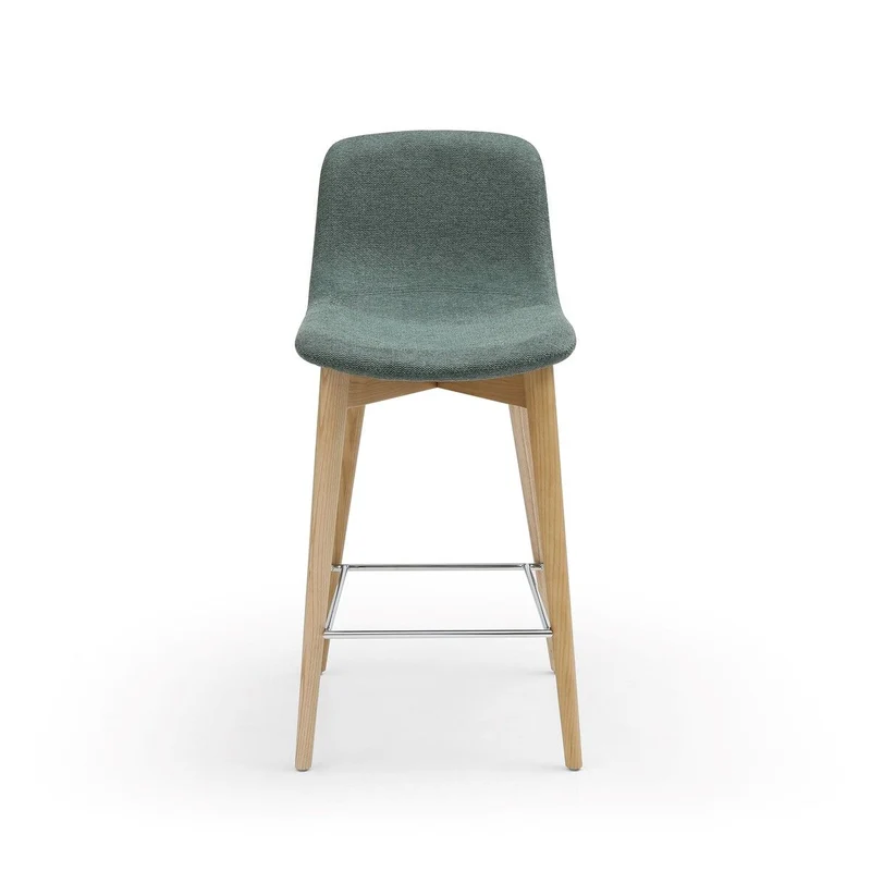 Chaise snack tissu vert Pied en Frêne naturel