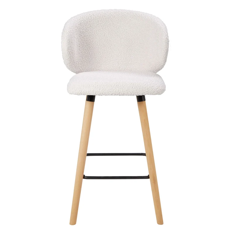 Chaise snack tissu effet laine bouclette blanche