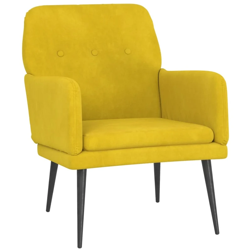 Fauteuil lounge design et moderne avec accoudoirs 62 x 79 x 79 cm en velours jaune DEC028624