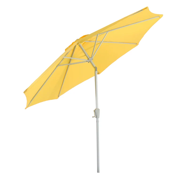 Parasol de jardin diamètre 3m inclinable mécanisme d'ouverture par manivelle polyester/aluminium 5kg jaune 04_0008026