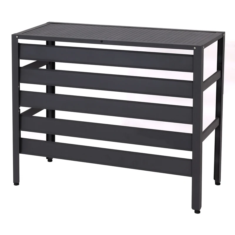 Cache extérieur en aluminium gris pour climatiseur avec étagère 73 x 90 x 38 cm 04_0010236