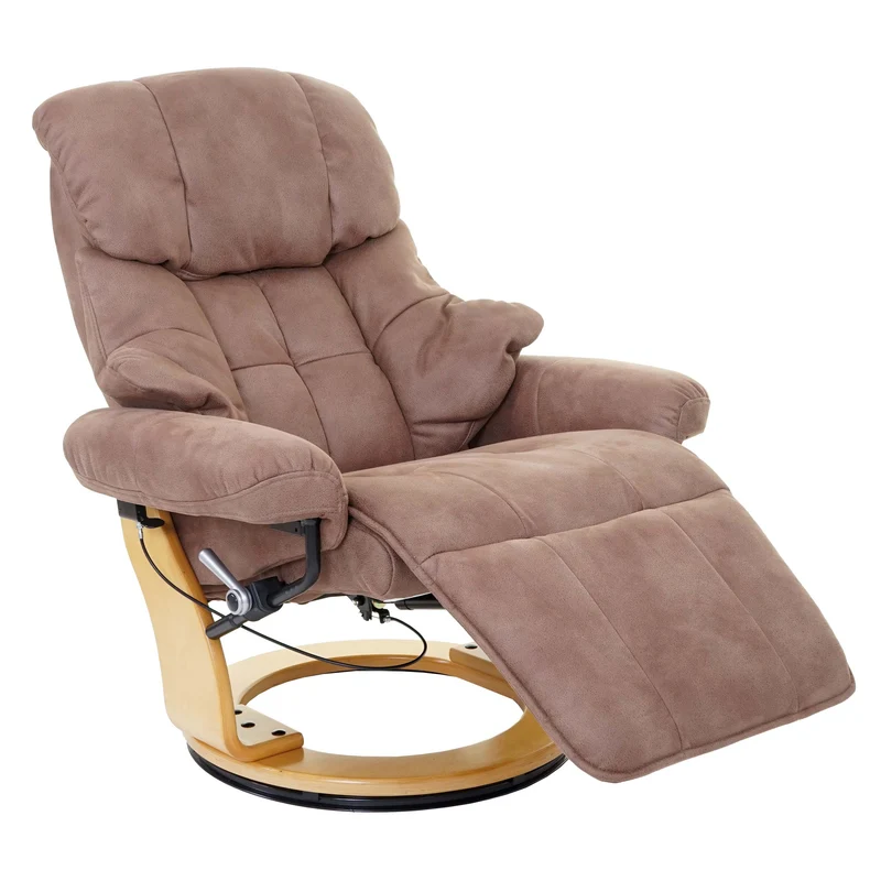 Fauteuil de relaxation avec repose-pieds et accoudoirs en tissu/textile capacité de charge 150 kg marron 04_0003669