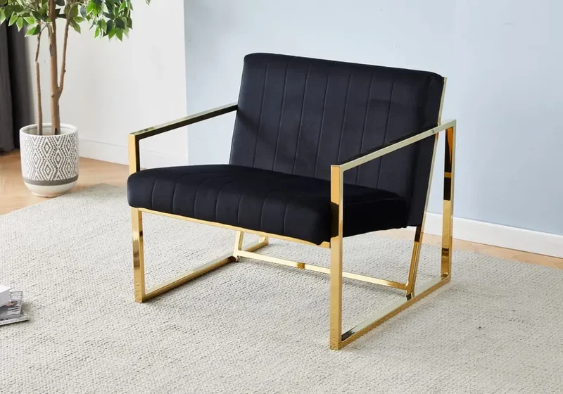 Fauteuil doré velours noir - Geva