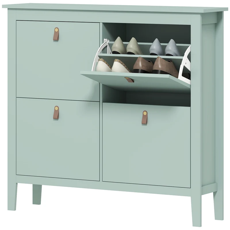 Meuble à chaussures étroit 105 x 24 x 95,5 cm rangement 20 paires gain de place moderne en panneau de particules vert 21_0002747