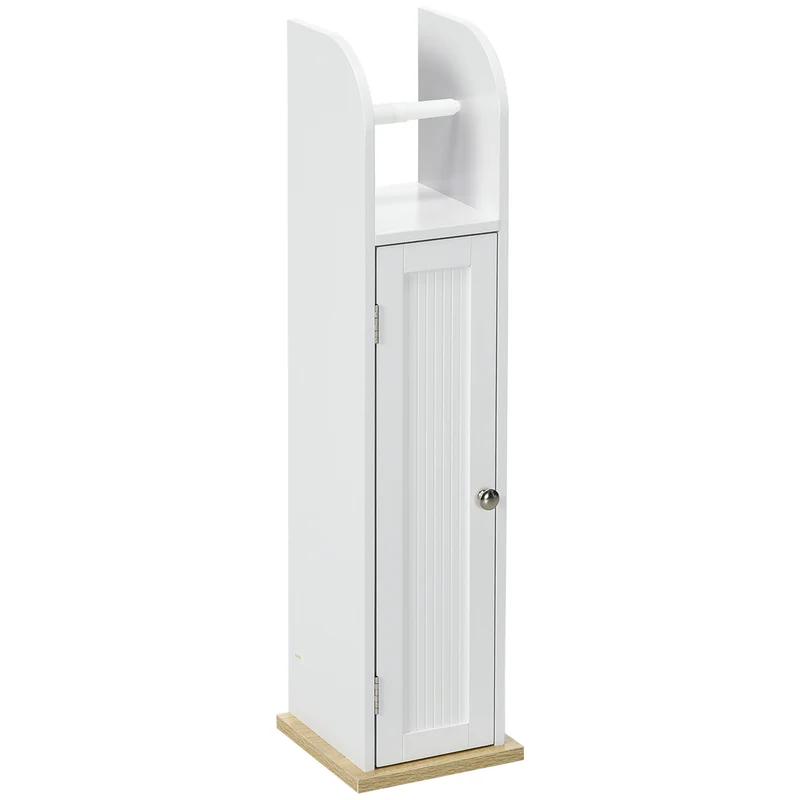 Meuble porte-papier toilette colonne 20 x 20 x 80 cm gain de place étagères réglables épuré contemporain en MDF blanc 21_0001960