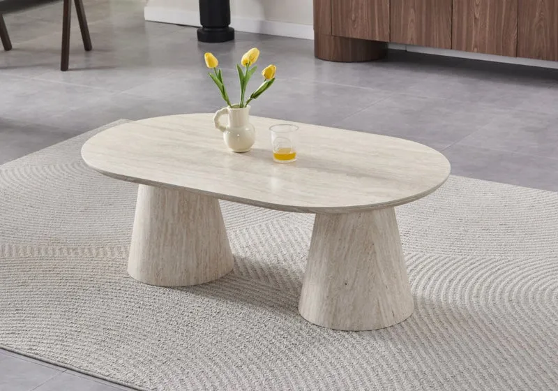 Table basse ovale travertin naturel - Monza