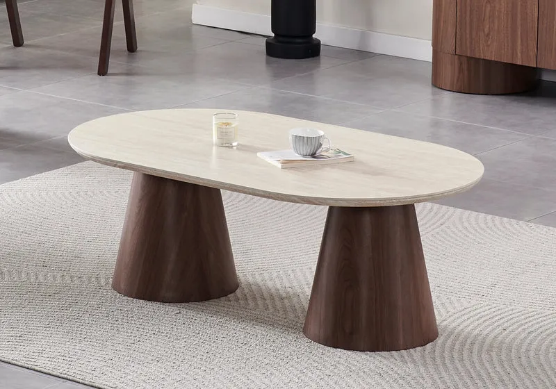 Table basse ovale noyer travertin - Monza