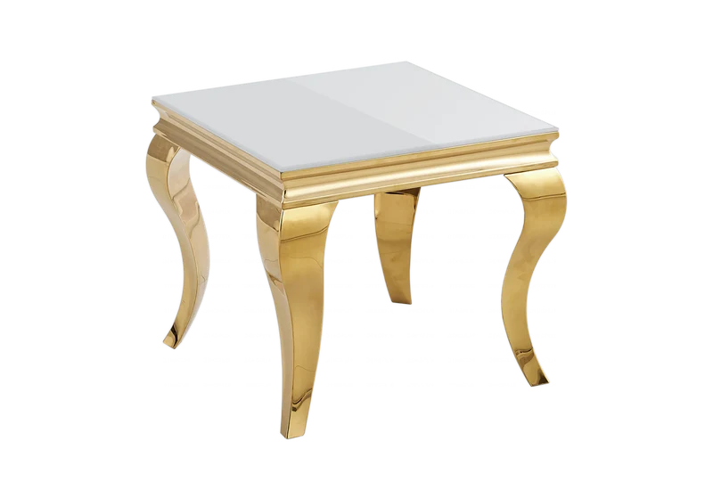 Bout de canapé design verre blanc or - Neo
