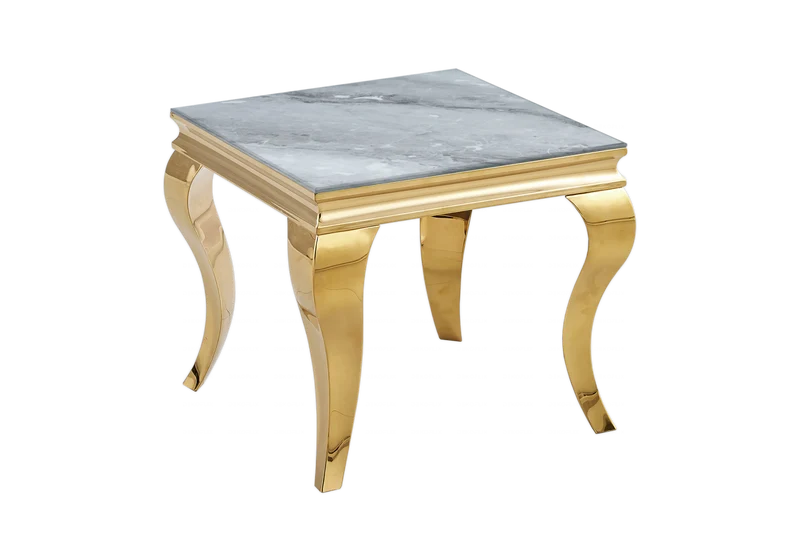 Bout de canapé design marbre gris or - Neo