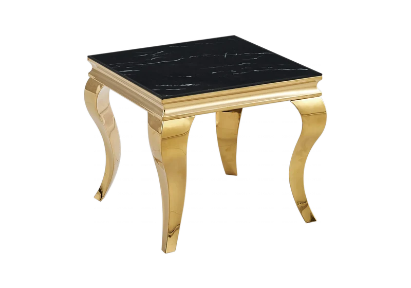 Bout de canapé design marbre noir or - Neo