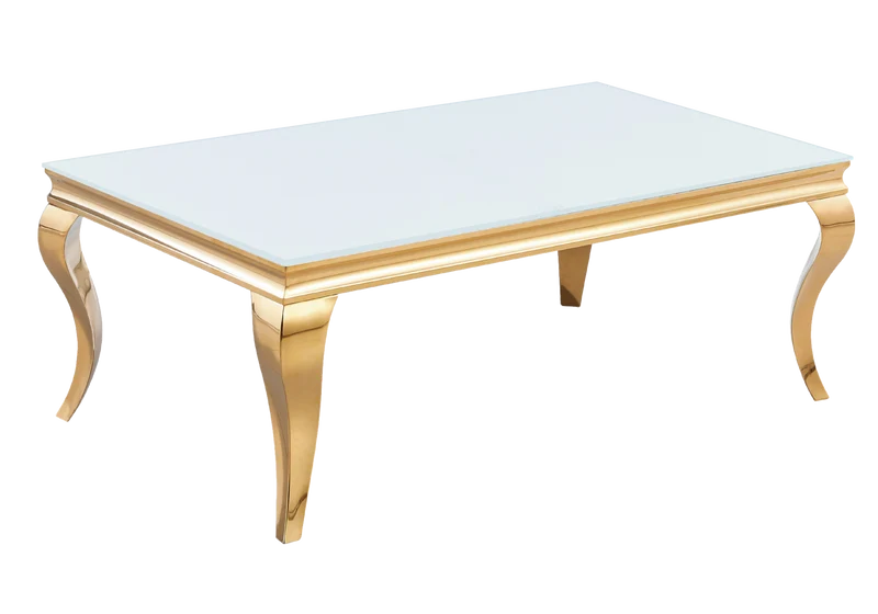 Table basse rectangulaire verre blanc or - Neo