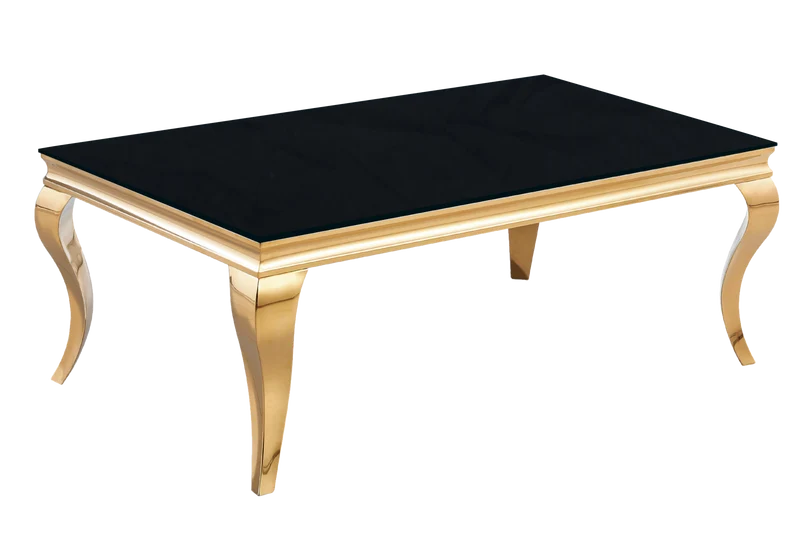 Table basse rectangulaire verre noir or - Neo