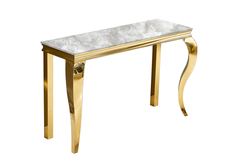 Console d'entrée design marbre beige or - Neo