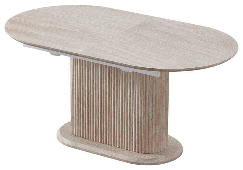 Table à manger extensible ovale travertin - Inaya