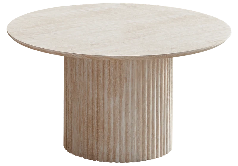 Table basse ronde travertin cannelée - Terra