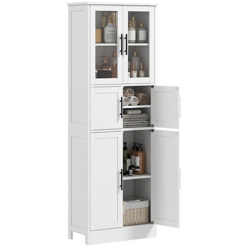 Meuble de salle de bain colonne 60 x 30 x 170 cm rangement sécurisé étagères réglables style contemporain en MDF blanc 21_0002094