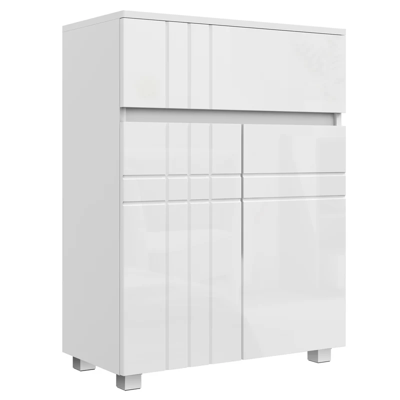 Meuble de salle de bain 60 x 30 x 80 cm 2 portes 1 tiroir étagère réglable utile moderne en panneau de particules blanc 21_0002003