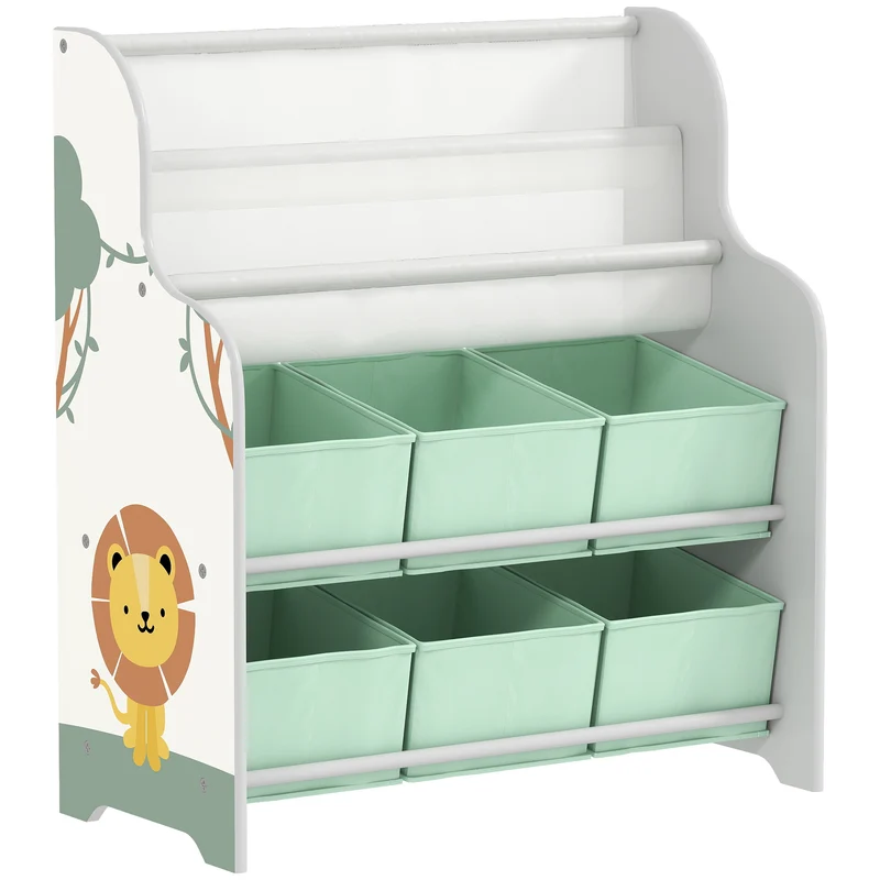 Meuble de rangement enfant 63 x 30 x 71 cm 6 tiroirs amovibles coins arrondis idéal chambre design décoratif en MDF vert 21_0000167