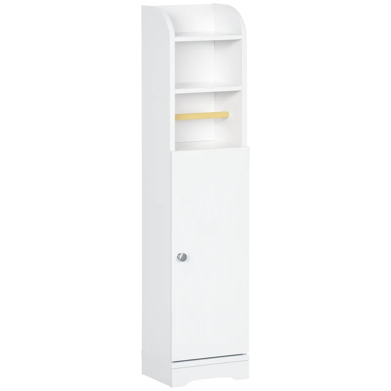 Meuble colonne porte papier toilette 23 x 18 x 100 cm gain de place étagères réglables style épuré moderne en MDF blanc 21_0001941