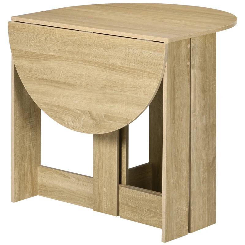 Table ovale pliante cuisine salon 104 x 76 x 73,7 cm gain de place extensible style contemporain épuré en mélaminé chêne 21_0002213