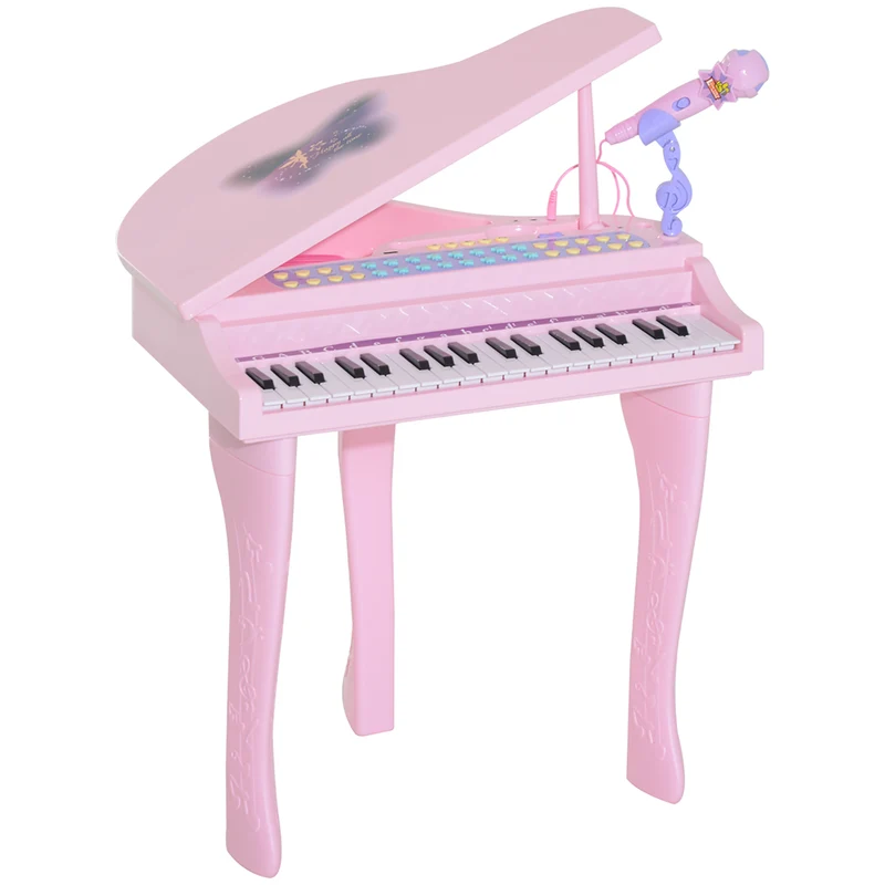 Piano électronique pour enfants 37 touches 48 x 39 x 69 cm apprentissage guidé et karaoké décoratif tendance en abs rose 21_0000693