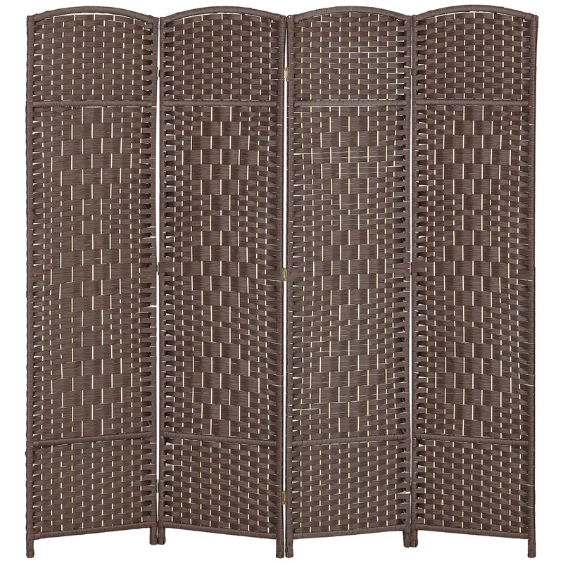 Paravent intérieur 4 panneaux pliable 180 x 1.7 x 180 cm intimité gain d'espace scandinave cosy en polypropylène marron 21_0001335