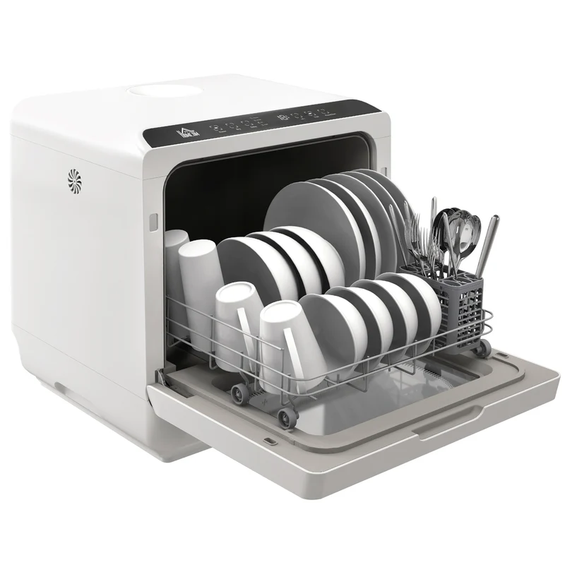 Mini lave-vaisselle de table 45 x 44 x 45,8 cm 4 couverts réservoir 6 l moderne minimaliste pour cuisine en abs blanc 21_0000945