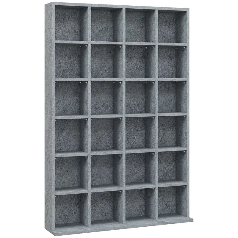 Meuble de rangement cd dvd salon 89 x 20 x 130,5 cm étagères réglables capacité design en panneaux de particules gris 21_0001400