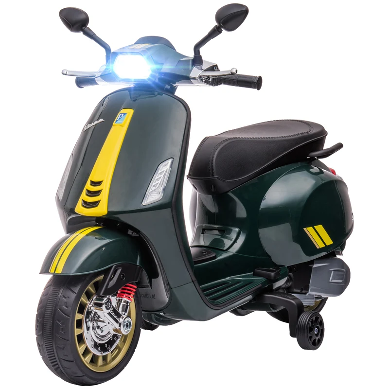 Scooter électrique enfant 2 roues d'entraînement 107 x 47 x 73 cm musique et port usb stabilité design en PP vert foncé 21_0000571
