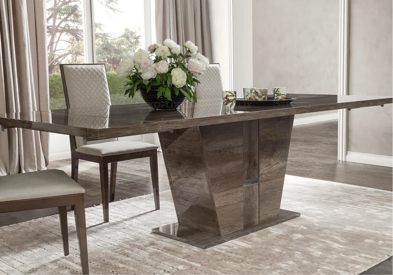 Table à manger extensible ou fixe chêne laqué - Medea