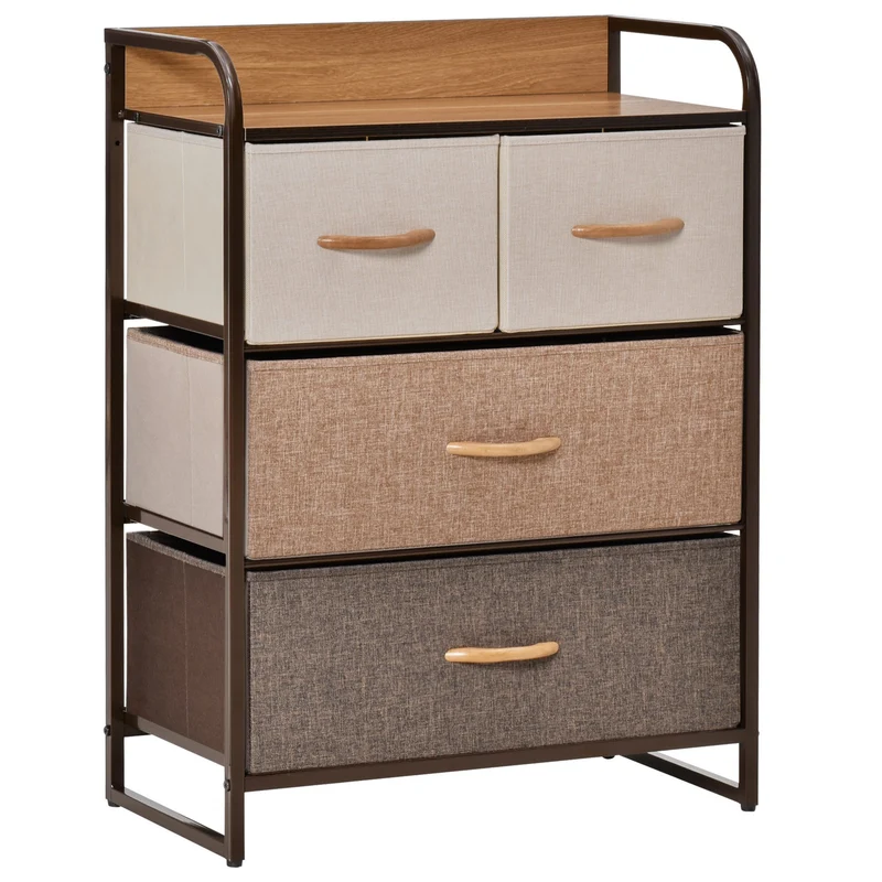 Meuble de rangement chiffonnier chambre 58 x 29 x 78,5 cm 4 tiroirs amovibles gain de place style scandinave en MDF noir 21_0001483