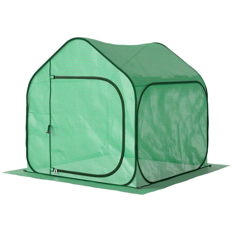 Serre pliable dôme jardin 150 x 148 x 148 cm protection uv porte zippée design contemporain compact en polyéthylène vert 21_0005536