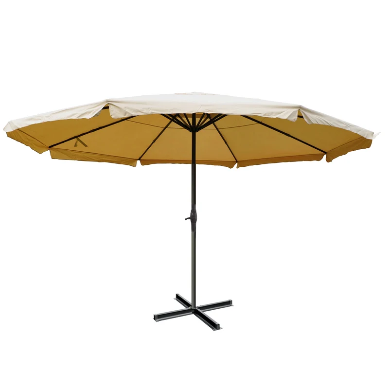 Parasol de restauration avec volant Ø 5m polyester/aluminium 28kg crème sans pied 04_0003867