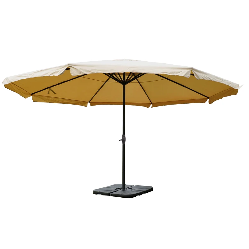 Parasol rond extérieur 500 cm avec mât robuste et mécanisme de réglage facile style moderne en aluminium et tissu crème 04_0011462