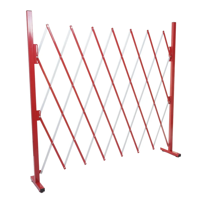 Barrière de sécurité clôture à ciseaux extensible aluminium rouge-blanc hauteur 153cm largeur 28-200cm 04_0001213