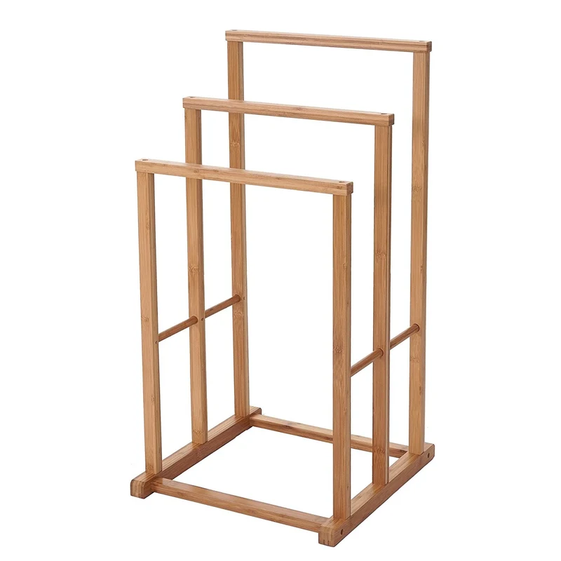 Porte-serviettes salle de bain en bambou 82x42x42cm SDB04026