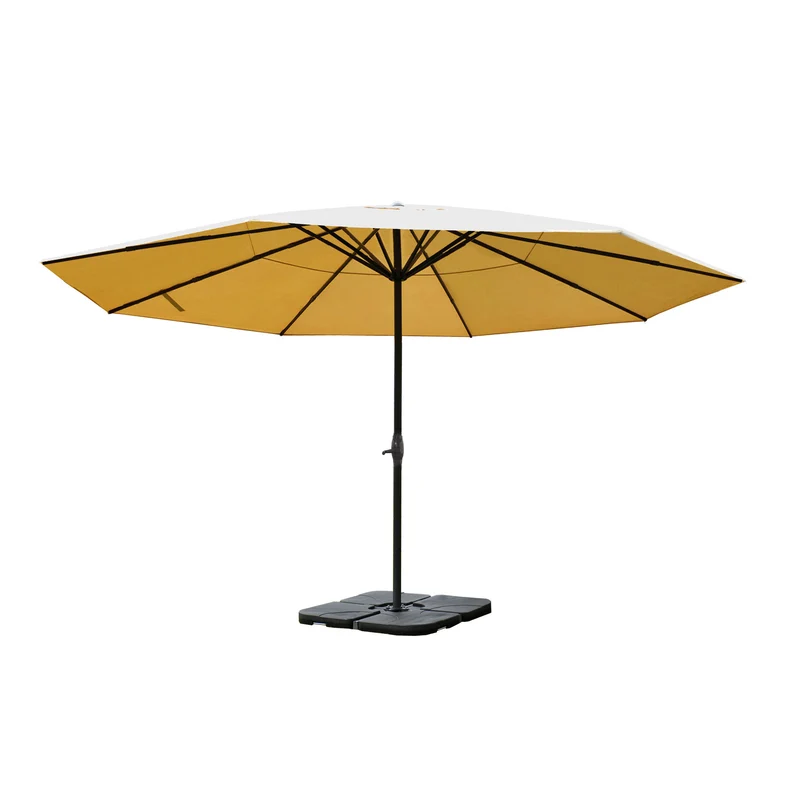 Parasol de restauration sans volant Ø 5m polyester/aluminium 28kg crème avec pied 04_0003863