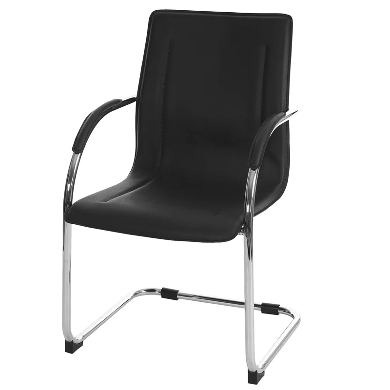Chaise de salle à manger bureau avec accoudoirs en PVC base chromée 04_0006355