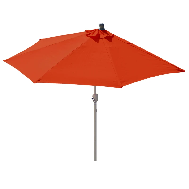 Demi parasol semi-circulaire balcon terrasse UV 50+ polyester/aluminium 3kg avec une portée de 270 cm terre cuite sans support 04_0003901