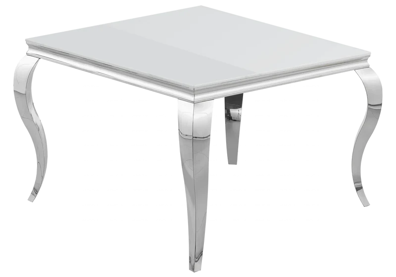 Table à manger carrée verre blanc argent - Neo