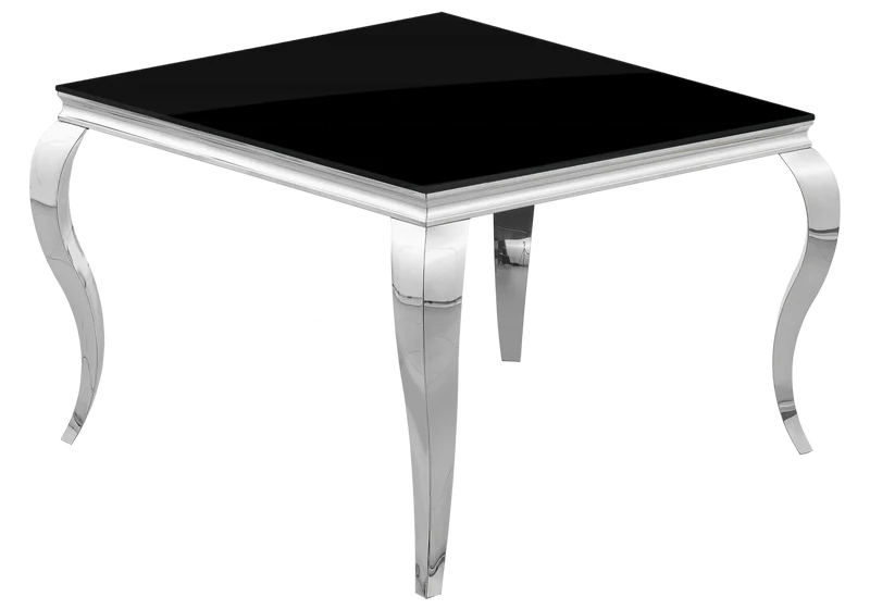 Table à manger carrée verre noir argent - Neo