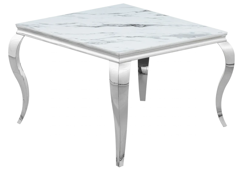 Table à manger carrée marbre blanc argent - Neo